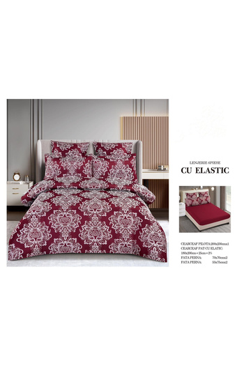 FIONNA.RO Jacquard Elastic Bed Linen - Royal Bordeaux
