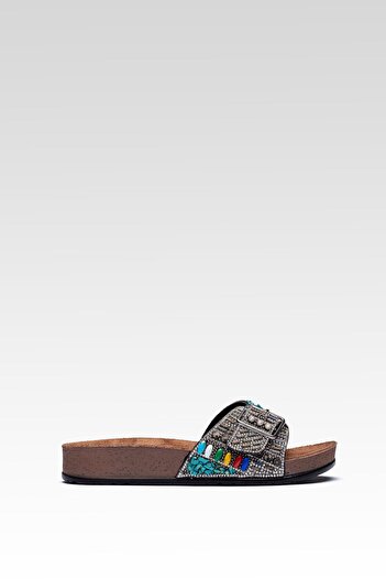 Raynok Women's Stone Buckle Comfortable Fit Slippers Orthopedic Anti-Sweat Smoked