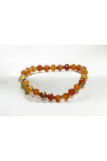 ILGIN DOĞAL TAŞ TAKI Diamond Cut Agate and Hematite Women's Natural Stone Bracelet