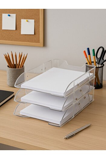 Mas Document Rack Transparent Plastic Movable 3 Compartments 829