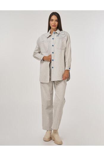 Kayra Double Pocket Denim Jacket Gray