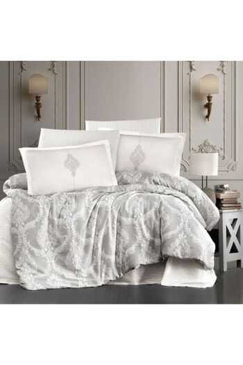 Ralex Premium Luxury Bed Linen Set - Satin 100% Cotton, 4 Pieces King Size, White Elegant, Kaldera