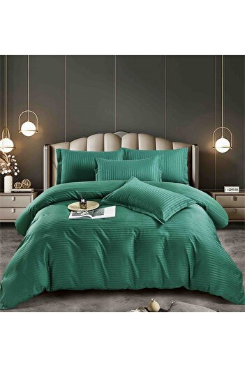 FIONNA.RO Satin Damask Bed Linen With Elastic - Green