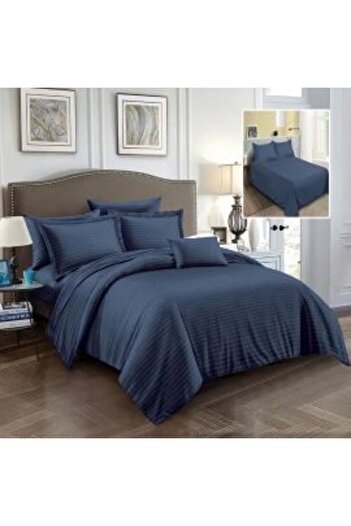 Ralex Bed Linen Double Set 6 Pieces Damasc Polycotton, Sheet 230 x 250 cm, Quilt Cover 200 x 230 cm, Pillo