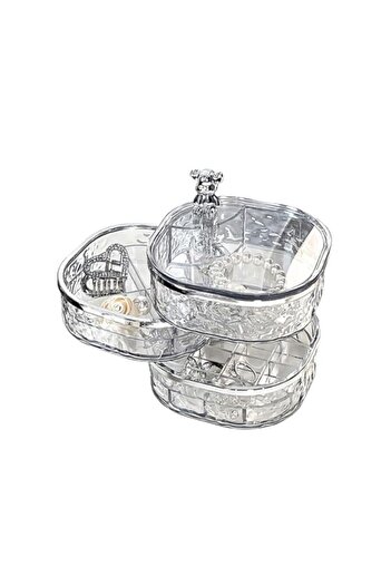 Generic Jewellery Storage Box for Girls, 3 Layers Clear Rotating Jewelry Storage, Small Jewellery Box Earri