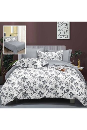 RALEX PUCIOASA Double Bed Linen Finet Cotton Elegance 6 Pieces with Floral Print, Grey, Ralex Pucioasa