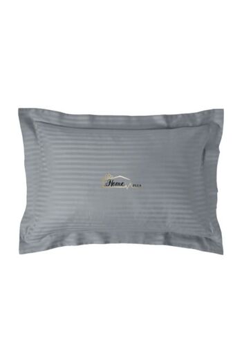 HomePuls Damask Polycotton Pillowcase, 1 cm stripe, 50 x 70 cm with 3.5 cm border hem, Light Gray