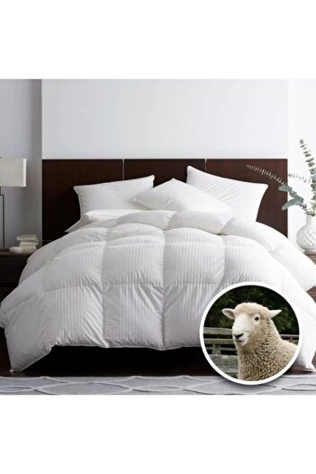 Ralex Pilota matlasata lana damasc 100% naturala, de vara 200 x 215 cm, Alb