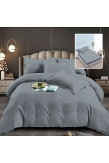 Ralex Double Bed Linen Set 6 Pieces Damask Polycotton, with mattress cover 160x200 or 180x200 cm, duvet co