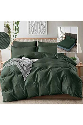 Ralex Double Bed Linen Creponata UNI 6 Pieces, Mattress Cover 160/180 x 200 cm, Duvet 200 x 230 cm, 2 Pill