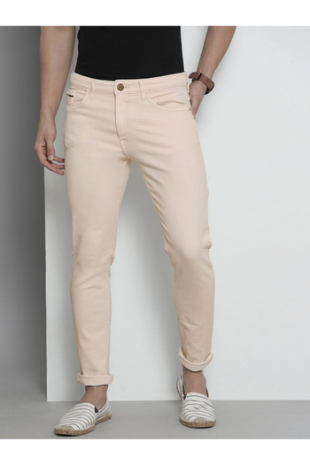 The Indian Garage Co By Styli Men Beige Mid Rise Slim Fit Solid Jeans