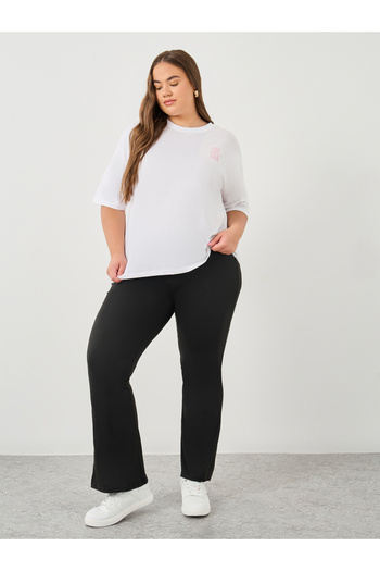 Styli Plus Flared Leggings with Elastic Waist