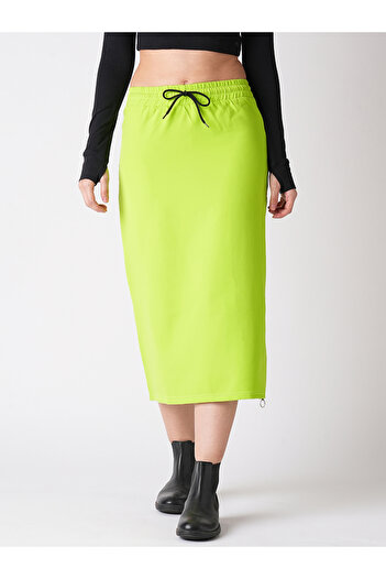 Globus By Styli Solid Straight Midi Skirt with Drawstring