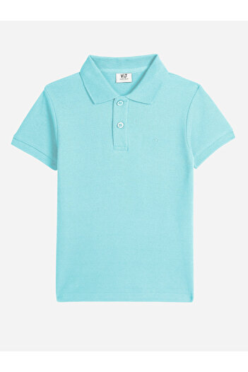 Victor and Jane By Styli Boys Blue Solid Short Sleeve Polo T-Shirt