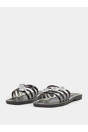 Take Two By Styli Rhinestone Flower Embellished Flat Sandals
