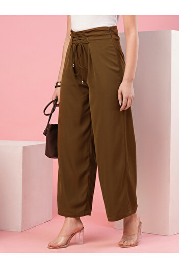 Globus By Styli High-Rise Loose Fit Trousers with Drawstring