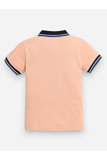 Victor and Jane By Styli Boys Orange Embroidered Detail Short Sleeve Polo T-Shirt