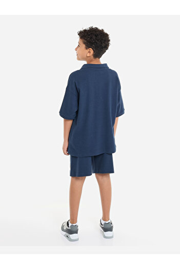 Victor and Jane By Styli Boys Jacquard Polo T-Shirt and Shorts Set