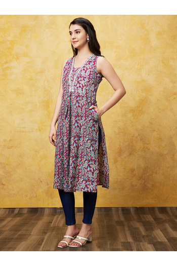 Globus By Styli Printed Sleeveless A-Line Kurta