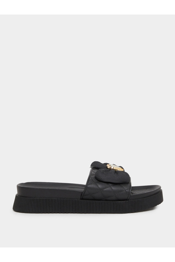 Take Two By Styli Bow Decoration Textured Flat Sandal