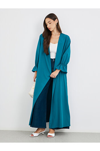 Styli Solid Smocking Cuff Detail Kimono