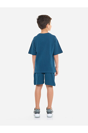 Victor and Jane By Styli Boys Navy Cotton T-Shirt and Shorts Set