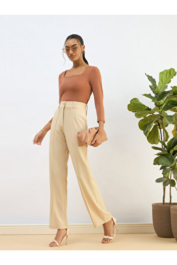 Sassafras By Styli Orange Square Neck Knitted Crop Top