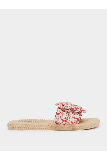 Styli Floral Print Bow Detail Slides