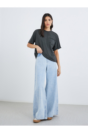 Styli Grey Pocket Detail Oversized T-Shirt