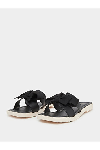 Take Two By Styli Solid Bow Detail Flat Sandals