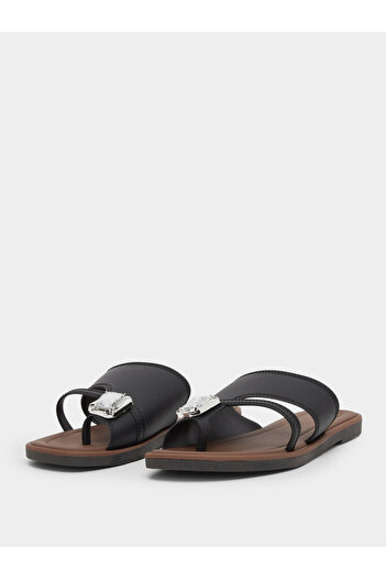 Take Two By Styli Rhinestone Embellished One-Toe Flat Sandals