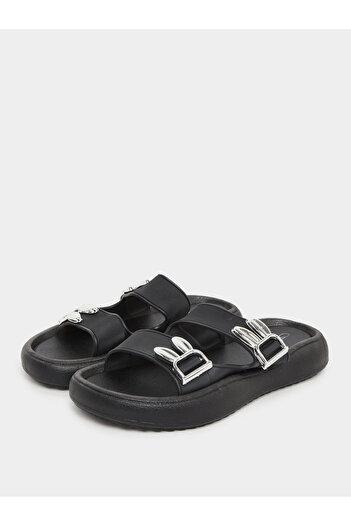 Take Two By Styli Double Buckle Detail Slip On Slippers