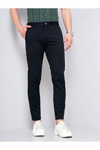 British Club By Styli Men Black Sim Fit Flat-Front Chinos