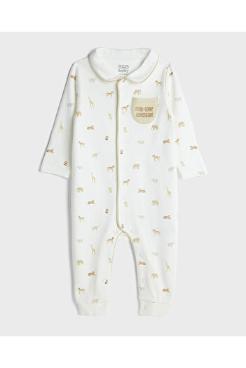 R&B Printed Sleepsuit with Bib Set