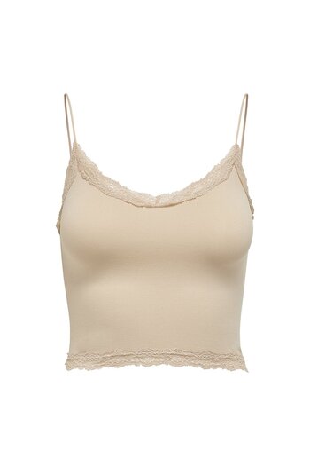ONLY Damen Cropped-Top - ONLVICKY LACE SEAMLESS CROPPED TOP, Trägertop, Spitze