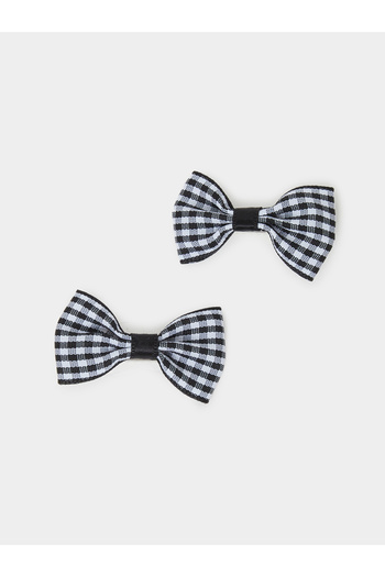 Styli Black Checked Bow Hair Clip