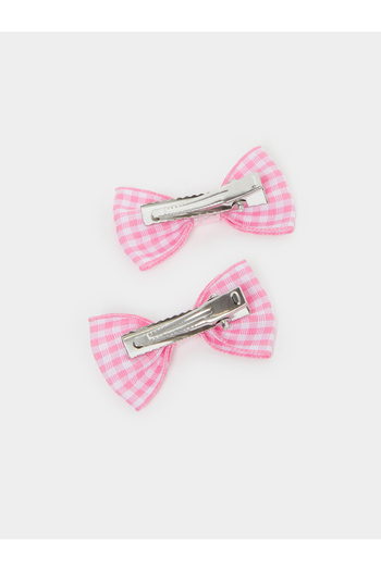 Styli Pink Checked Bow Hair Clip