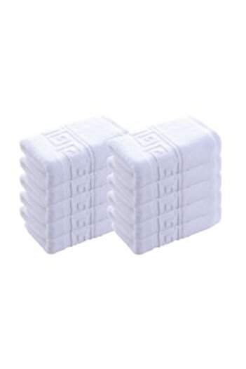 Ralex Pachet 10 prosoape baie de corp 70 x 140 cm Bumbac 100%, Greek Border 500 grame/mp, Alb