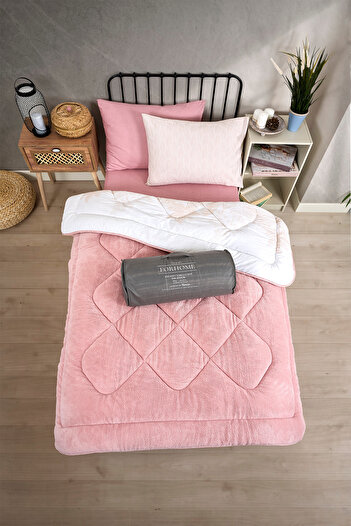 Sudemhome Single Welsoft Sleeping Set Double Sided Wellsoft Fluffy Fleece Quilt and 100X200 Elastic Sheet