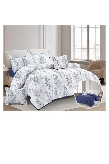 smart home Premium Double bedspread made of 100% microfiber, reversible bed cover, 6-piece set, 260x240cm