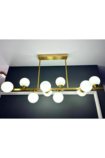 LUXXO Candelabru Erzo XXL, 10xG9, corp din aluminiu, abajururi din sticlă alb lăptos, 110x33x33cm