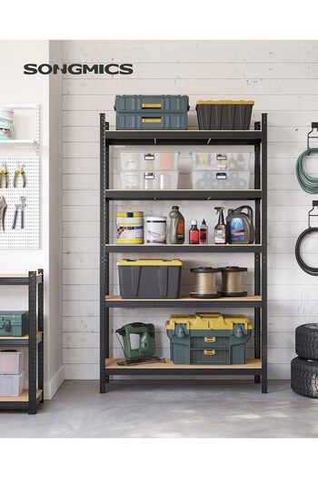 SONGMICS Metal storage rack, with chipboard shelves, 5 shelves, max. 875 kg, 200x120x60cm, black