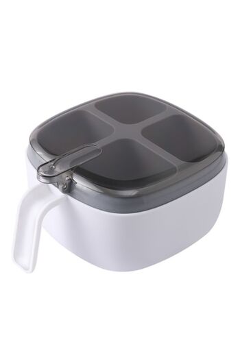 Royal Condiment Container with 4 Compartments and Plastic Spoons