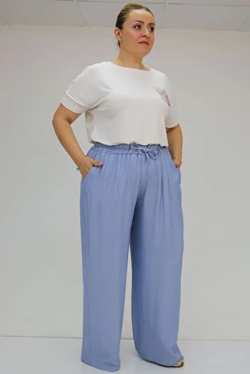 Eslina 59006 Large Size Loose Xons Trousers - Blue
