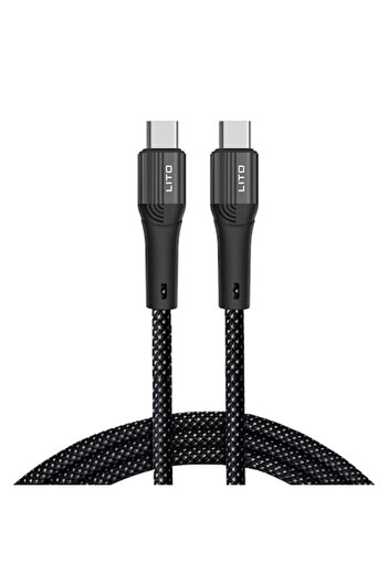 Royal Cablu de date cu conectori Type-C 60W, 1m, nailon, Lito LD14, negru