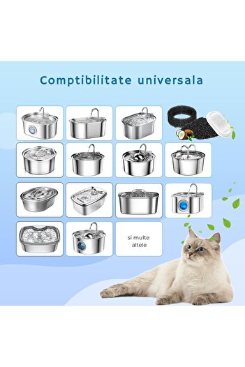 MNS Set of eight filter cartridges for cat water dispenser ensures clean fresh water