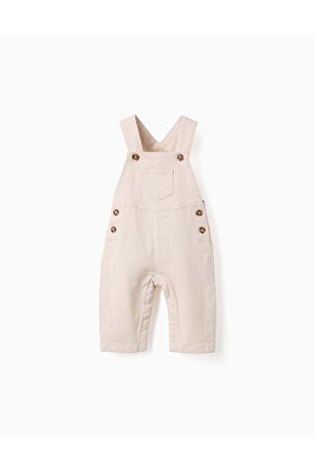 Ziddy Twill Overalls with Crotch Snaps for Newborns, Beige