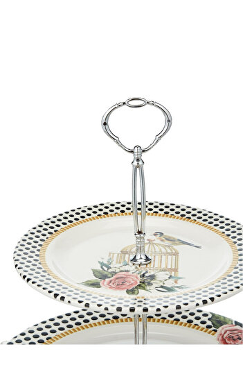 Styli Rosy Porcelain Ceramic 2-Tier Cake Stand, 20x27cm