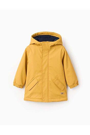 Ziddy Hooded Rubber Parka for Boys, Mustard Yellow