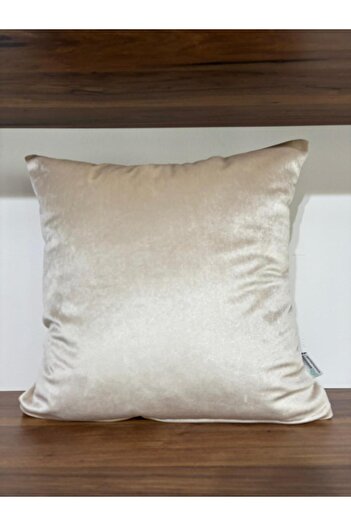 KIRLENTİM Plain Cream Velvet Filled Throw Pillow